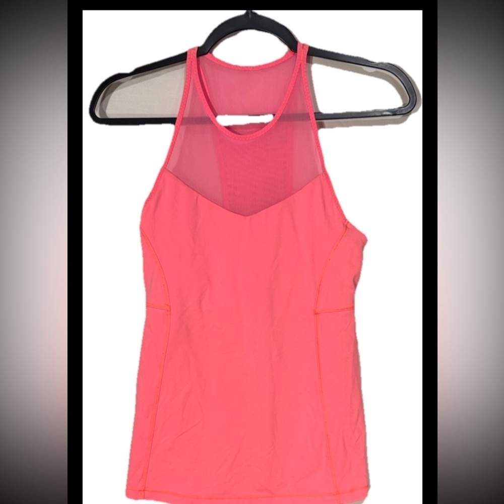 Lululemon Athletica Tank Top Coral Pink Mesh Size 6